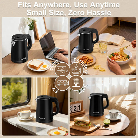 Ultra Portable 0.8L Electric Kettle With Stainless Steel Build, 800W Quick Boil, ideal for home, office, dorms, and travel