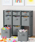Nine Cube Storage Organizer With Bins Included For Toy Storage Closet Storage And Clothes Storage Grey All In One Cabinet System