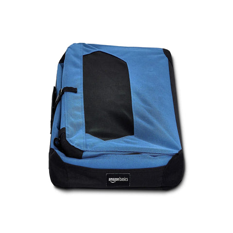 Tail Waggin Road Trip Ready Soft Sided Dog Crate And Foldable Pet Carrier For Small Dogs Under 25 Pounds Portable Kennel in blue.