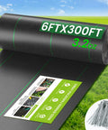 6 Ft By 300 Ft Heavy Duty Yard Work Ready Weed Barrier Fabric With 3.2 Oz Landscape Material And 20 U Shaped Staples