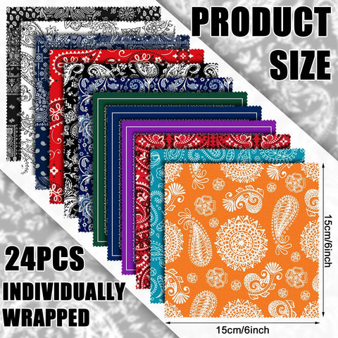 Copkim 24-pack microfiber cleaning cloths with paisley floral designs, 6x6 inches, individually wrapped for glasses and lenses.