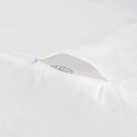 Close-up of Standard No Worries Zip Wedge Pillow Cover made with a comfy cotton polyester blend, featuring a zip for easy use.