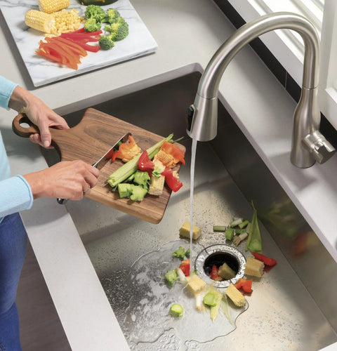 One Third Horsepower Continuous Feed Garbage Disposal With Easy Install Kit And Power Cord Included For Two Person Homes grinding food scraps