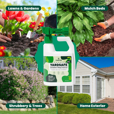 YardSafe Natural Bug Killer And Repellent For Mosquitoes, Ticks, Fleas, Mites And More, Family And Pet Safe, 1 quart bottle.