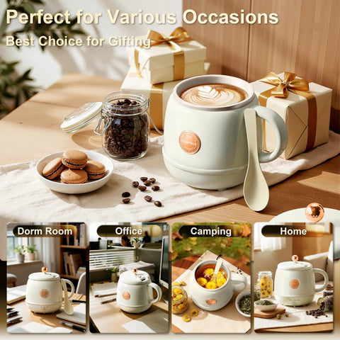 14 Oz Travel Electric Kettle With Rapid Heating To 212 Degrees Fahrenheit Temperature Control Mug Warmer on tabletop