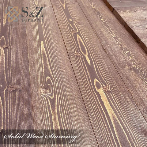 Heavy Duty 20x84 Inch Unfinished Solid Wood Barn Door With 5 Foot Sliding Hardware Kit Plus Pre Cut Pre Drilled Spruce Panels with stained finish.