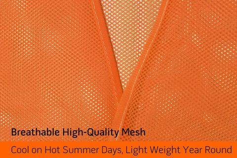 Close-up of orange mesh fabric in Bulk Pack Reflective Safety Vests High Visibility Orange Mesh For Men And Women