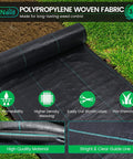Heavy Duty Weed Barrier Landscape Fabric 3ft X 100ft 3.2oz Woven Garden Cloth For Beds And Lawns Easy Setup Durable Polypropylene Weed Control Cloth For Long Lasting Backyard Landscaping unrolled on grass.