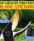 Pro Grade 8.75 Inch Titanium Bypass Pruning Shears For Gardening, Heavy Duty Pruners With Razor Sharp Japanese High-Carbon Steel, Non Slip Grip, Handheld Garden Clippers For Precise Cuts with non-stick sap groove