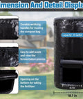 Outdoor Compost Bin For Garden 34 Gallon Reusable Yard Waste Bag Big Capacity For Kitchen Scraps Leaves Weeds Plant Waste Black Durable