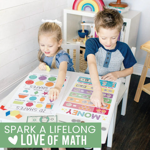 Children using Kid-Friendly Elementary School Math Posters Set With Multiplication Chart And Place Value Chart For Classrooms 11x17 Inch