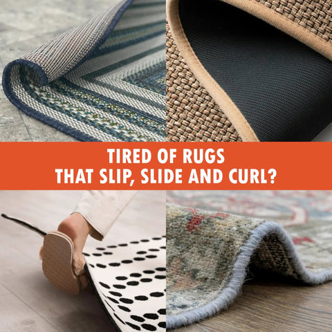 4 Pack Extra Strong Non Slip Rug Pad Tape With Vacuum Tech Grip For Hardwood Floors And Tile under various rugs.