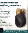 Robust Smart Key Safe Box With Slick Bluetooth Passcode Entry For Vacation Rentals mounted on a door with keypad and keys.