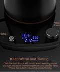 Control panel of Gooseneck Electric Kettle With Smart Temperature Control, 0.9L Stainless Steel Interior, 1000W Fast Heat, Ideal For Pour Over Coffee And Tea, Boil Water Quick, Black