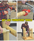 DIY Tenon Cutter For Log Furniture With One Inch Diameter, dual blades creating 60 degree tapered shoulder, tool in use