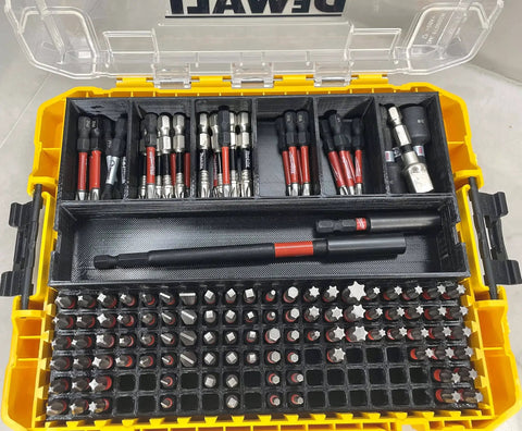 Impact Bit Holder Insert For DEWALT ToughCase DWAN2190, 7-Compartment Storage, Holds 120 Bits, 3D Printed PETG Insert Only Black