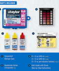 Zero Hassle Three In One Dpd Water Test Kit For Pools And Spas With Handheld Comparator For Quick Free Chlorine Ph And Bromine Checks Compact Case featuring test kit components.