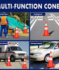 Multi-function use of 28 Inch Traffic Cones 6 Pack PVC Safety Cones With Reflective Collars And Handle Bright Orange Construction Safety Gear