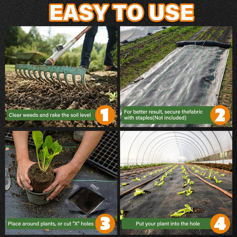 Heavy Duty Weed Barrier Landscape Fabric Two Pack 3 Ft By 100 Ft Rolls Thick 3 Point 2 Oz Breathable Mulch Mat installation steps.