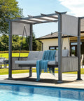 2 In 1 Convertible Porch Swing Bed For Three With Wicker Armrests And Adjustable Canopy by poolside