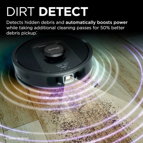 PowerDetect Self Empty Robot Vacuum With NeverStuck Tech showing DirtDetect feature on hard floor AV2820S
