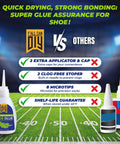 Heavy Duty Shoe Glue Two Pack Easy Patch Adhesive For Sneaker And Boot Sole Repair Tough As Nails Quick Dry Permanent Cement CA on field.