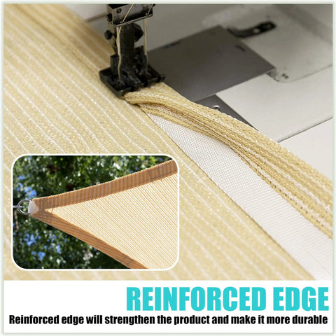 Beige 8 By 10 Foot Shade Sail Canopy for Outdoor Patio 95 Percent UV Block Water Permeable and Breathable HDPE Mesh 200GSM edge