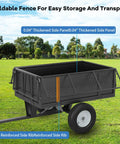 Heavy Duty Utility Trailer For ATV UTV With 750 Lb Capacity 17 Cu Ft Garden Dump Cart Removable Sides Pneumatic Tires