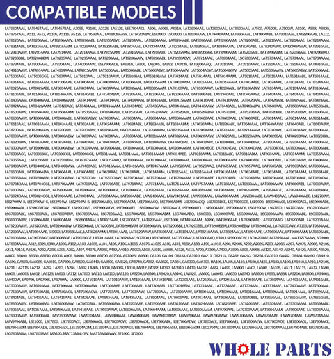 Compatible models list for Upgraded Washer Tub Stem And Seal Repair Kit including various washer brand numbers and models.