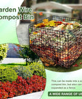 Outdoor Compost Bin With Square Mesh Panels, Garden Wire Construction, Black Heavy Duty Compost Container For Leaves And Yard Waste