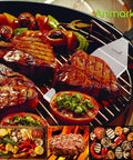Stainless Steel Spatula Set For Grill And Griddle Heavy Duty Hibachi Style Spatula Turner And Grill Scraper in use on BBQ
