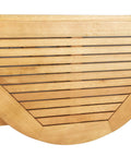 Natural Teak Balcony Hanging Half Table For Rail Mount Outdoor Space Saver Serving Shelf folded view