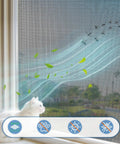Pet Resistant Premium Window Screen Replacement Mesh 48W x 99L Durable Polyester DIY Repair Kit with airflow illustration.