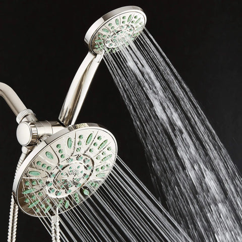 Antimicrobial High Pressure 30 Setting Rainfall Shower Combo With Anti Clog Nozzles Microban Protection Against Mold Mildew And Bacteria