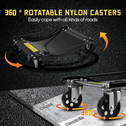Heavy Duty Car Dolly Set Of 2 With 5000 LBS Capacity Built Tough For Automotive Moving Featuring Rotatable nylon casters for smooth movement.