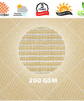 Close-up of beige 200 GSM fabric for Beige Right Triangle Shade Sail Canopy For Patio Outdoor Space 18 Feet By 18 Feet By 25.5 Feet UPF50 Plus UV Blockage Heavy Duty Water And Air Permeable Custom Size