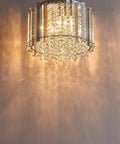 Crystal Ceiling Light Fixture 4-Light Flush Mount With E12 Base Modern Chrome Finish D11 X H9.5 Inches Sparkling Crystal Sticks