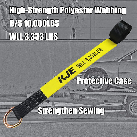 Four Pack Car Tie Down Straps For Trailers With Flat Hooks Two Inch By Ten Foot 10000 Lbs Break Strength polyester webbing
