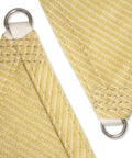 Close-up of Beige Triangle Shade Sail 10 Feet By 10 Feet For Patio Deck And Garden Made From 200 GSM HDPE with stainless D-rings