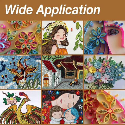 Quilling paper art collage showcasing creative designs and Wide Application in crafting.