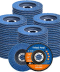 40-pack blue zirconia flap discs for 4-1/2 in angle grinder, T29, 7/8 in arbor; grits 40/60/80/120