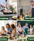 134 Piece Griddle Accessories Kit For Hibachi Flat Top Grills Perfect For Outdoor BBQs displayed in camping and family settings