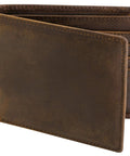 RFID Blocking Leather Wallet For Men With Extra Capacity Bifold Design Eight Card Slots Two ID Windows Ultra Durable Stitching Slim Billfold