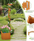 Natural Fir Wood Garden Arbor With Planter Boxes, Outdoor Trellis For Climbing Plants Like Roses And Vines, garden path view