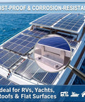 Heavy Hitter Solar Panel Z Bracket Mounts 16 Pack Thick Reinforced Stainless Steel Built Different For RV Setup And Camp Life With Killer UV Protection And Sweet Rust Defense on yacht roof.