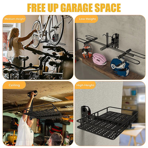 Heavy Duty Wall Mount Hitch Receiver Adjusts From One Point Two Five To Two Inches For Super Clean Garage Setup in various heights.