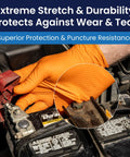 ProWorks Catch Disposable Nitrile Gloves 9 Mil Heavy Duty Work Gloves With Raised Pyramid Grip And Textured Palm For Superior Grip Latex Free Powder Free Pack Of 100 Medium Orange used in automotive repair