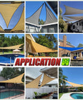 White Sun Shade Sail 24 By 24 By 33.9 Feet Right Triangle Shade With UPF 50 UV Block 200GSM HDPE Breathable Fabric For That Cool Airflow On Outdoor Patios Yards Decks And Pools With Custom Sizes Available installed in various outdoor settings.