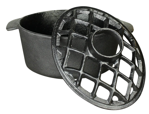 Cast Iron Lattice Steamer Fits Wood Stoves Boosts Room Humidity One Quart Capacity Durable Black Finish with grid top