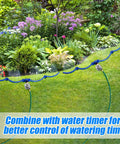 Two Pack 360 Degree Tree Water Sprinkler Ring Kit Adjustable Root Irrigation in a garden with lush plants